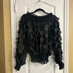 Black Semi-sheer Boutique Blouse